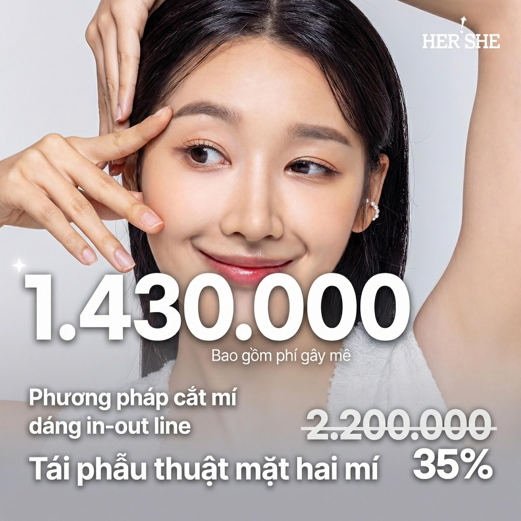 Tái phẫu thuật mắt Mí In-Out Cắt mí phương pháp cắt rạch